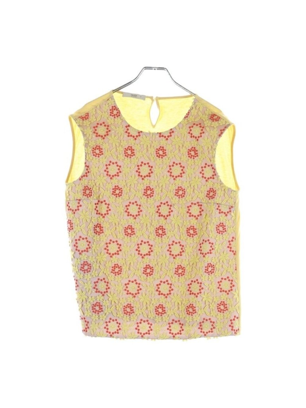 Prada Floral Embroidery Sleeveless Top Tank Top Front Silk Blend